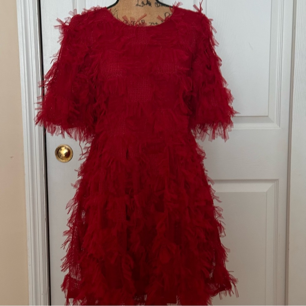 ENDLESS ROSE Size M Red mini dress with mesh sleeves and hem - Picture 2 of 11